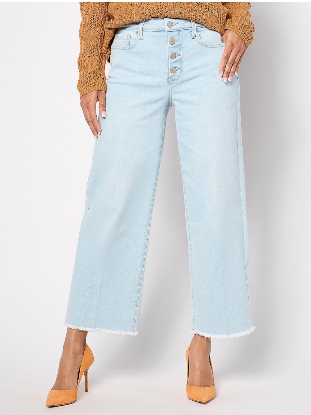 NYDJ Light Blue Wide Leg Button-Fly Jeans